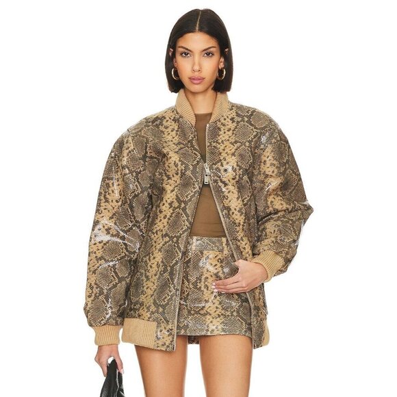 retrofete Halle Leather Jacket in Tannin Snake XSmall New Womens Coat - Picture 16 of 16